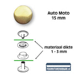 Drukknopen set | 15 mm | Auto Moto | messing goud | 10 stuks Drukknopen KIN - 15 - AUTO - MOTO - MESSING 8590265102141